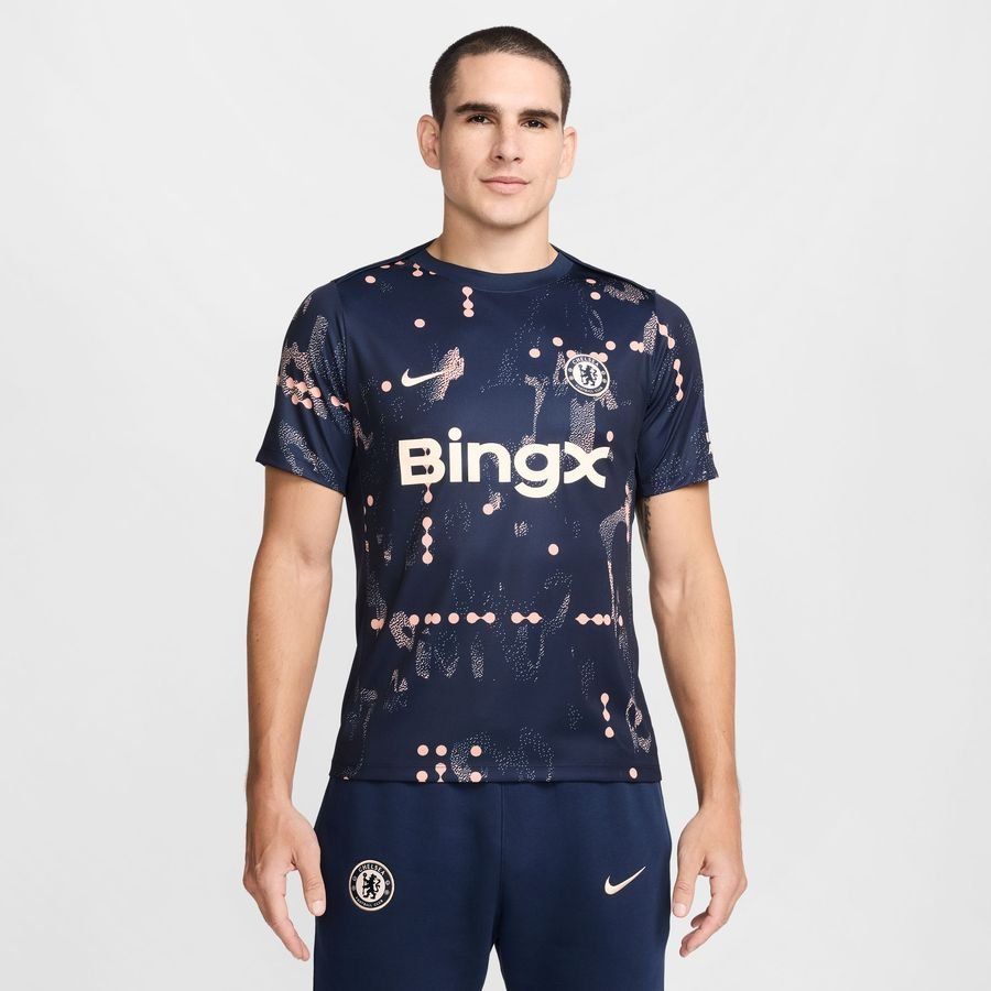 Chelsea Training T-Shirt Dri-FIT Academy Pro Pre Match - Obsidian/Guava Ice - Men's-SoccerKits Hub | Buy Soccer Jerseys Online